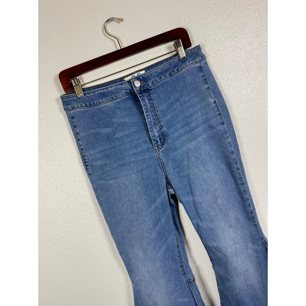 We The Free Jeans Women 30 Blue Just Float On Flare High Rise Raw Hem Denim